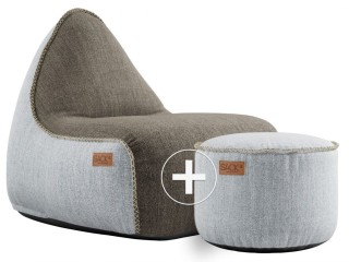SACKit Cobana Lounge Chair & Pouf Outdoor - Bruin/Wit