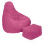 Highback Zitzak Stoel incl. Poef Corduroy Stof - Pink