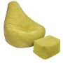 Highback Zitzak Stoel incl. Poef Corduroy Stof - Lime