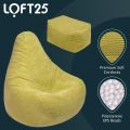 Highback Zitzak Stoel incl. Poef Corduroy Stof - Lime