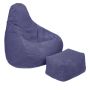 Highback Zitzak Stoel incl. Poef Corduroy Stof - Purple