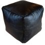 Vierkante Poef Leder - Zwart