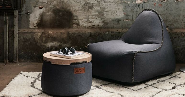 sackit canvas lounge chair pouf zwart